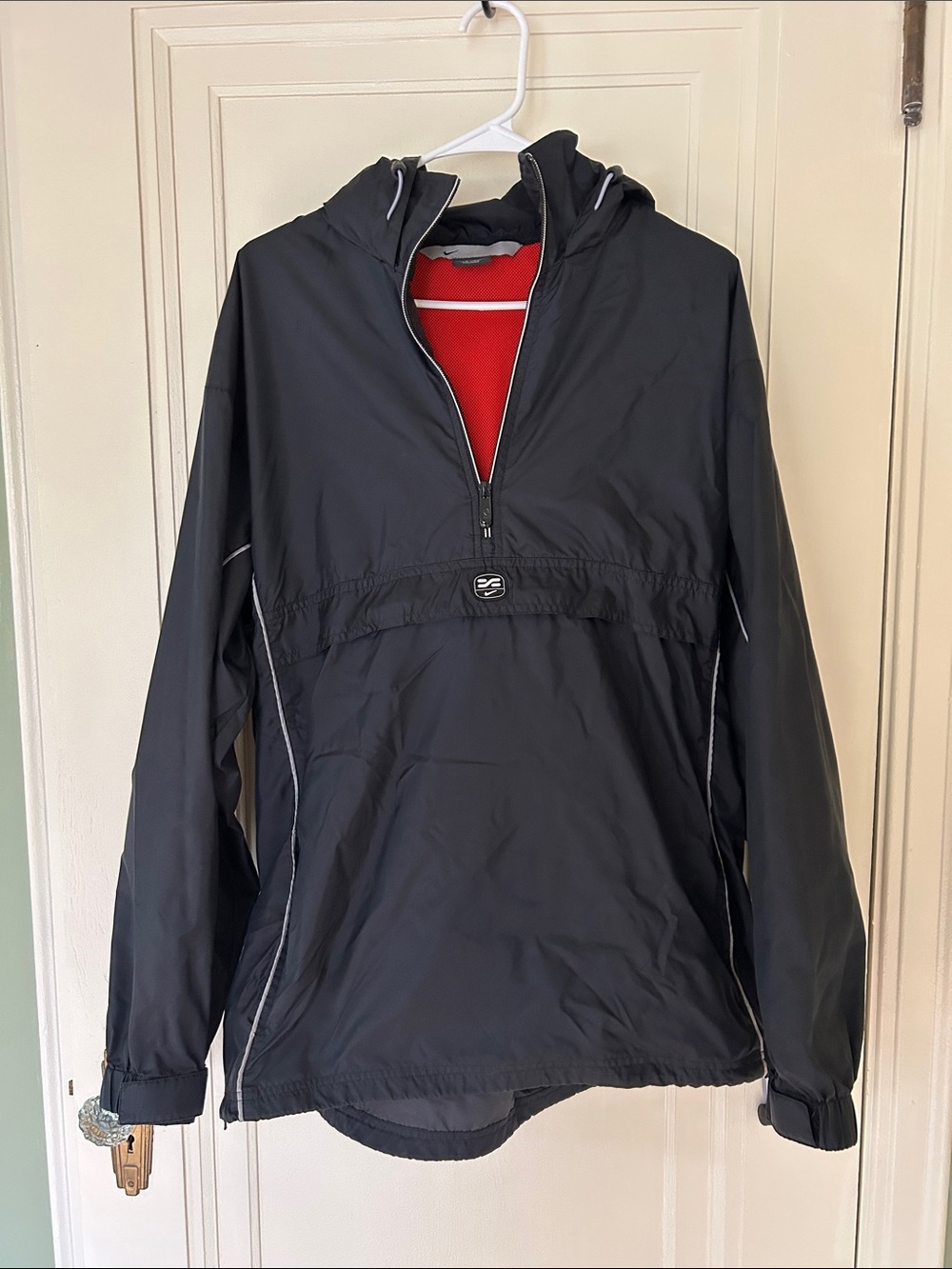 Nike Black Hooded Windbreaker with Red Liner